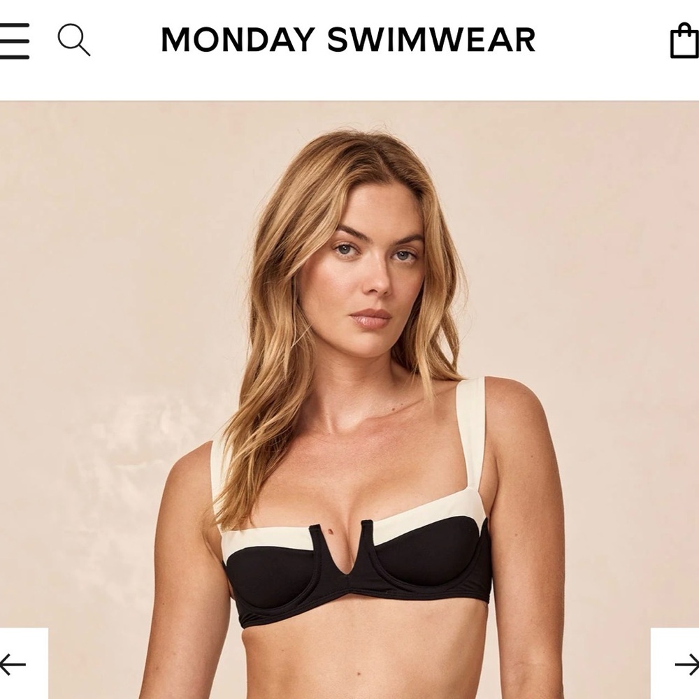 Monday Swimwear CLOVELLY TOP - BLACK/IVORY